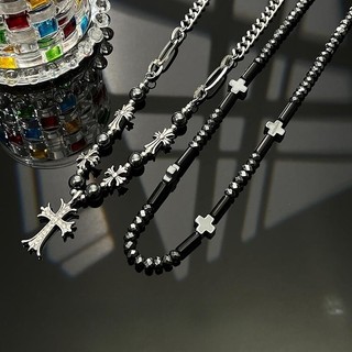 Estilo legal cruz preto frisado costura menino colar feminino nicho Design sentir casal europeu americano Hip-Hop clavíc