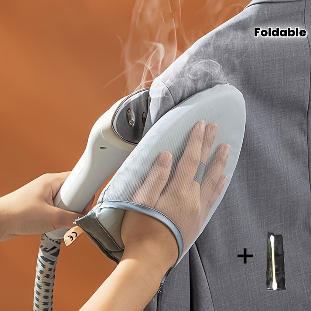 1 unidade de Tábua de Passar Compacta e Portátil com Suporte para Roupas e Luvas de Passar + 1 unidade de Vara de Limpez
