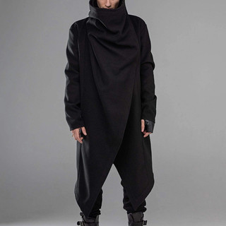 2026 europeu americano masculino manto jaqueta rua estilo na moda gola alta cor sólida manga longa moda Punk Irregular b
