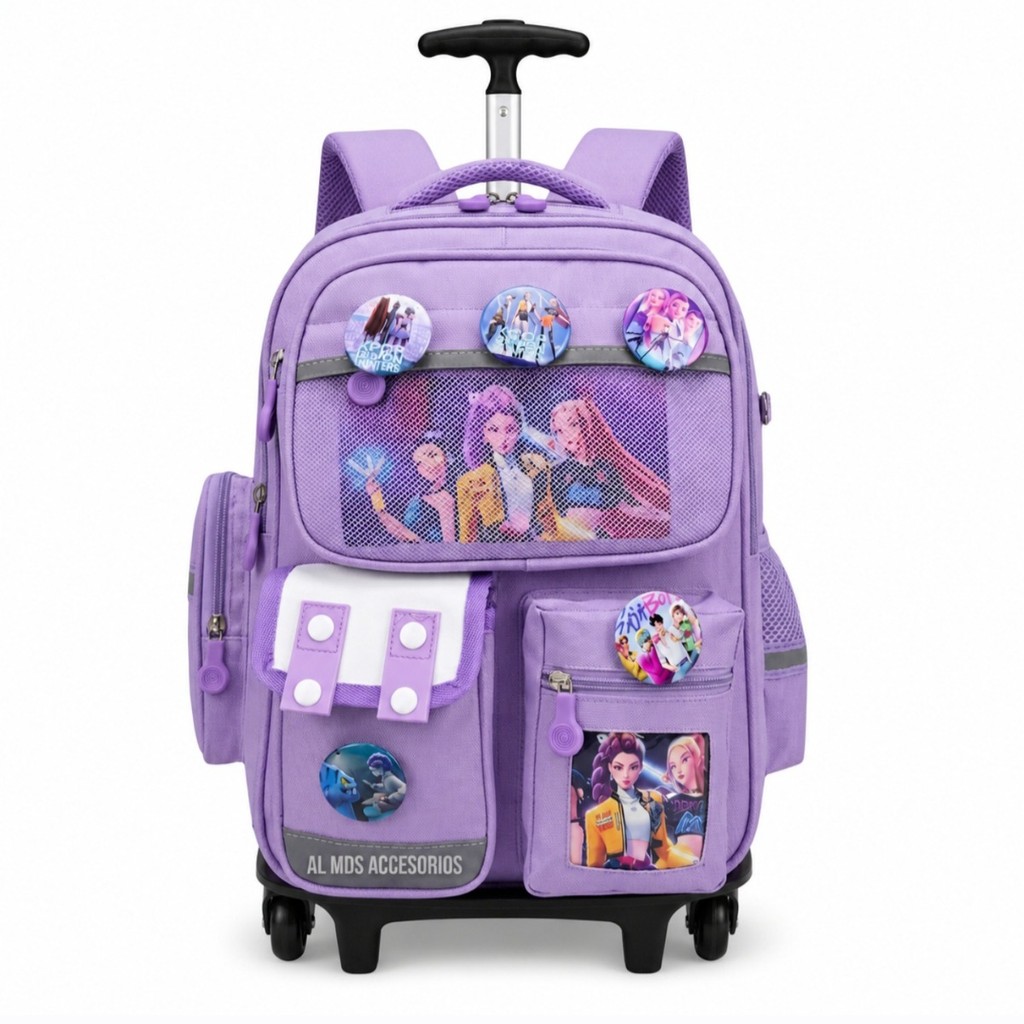 Mochila escolar de grande capacidade de rodinhas guererass kpopp