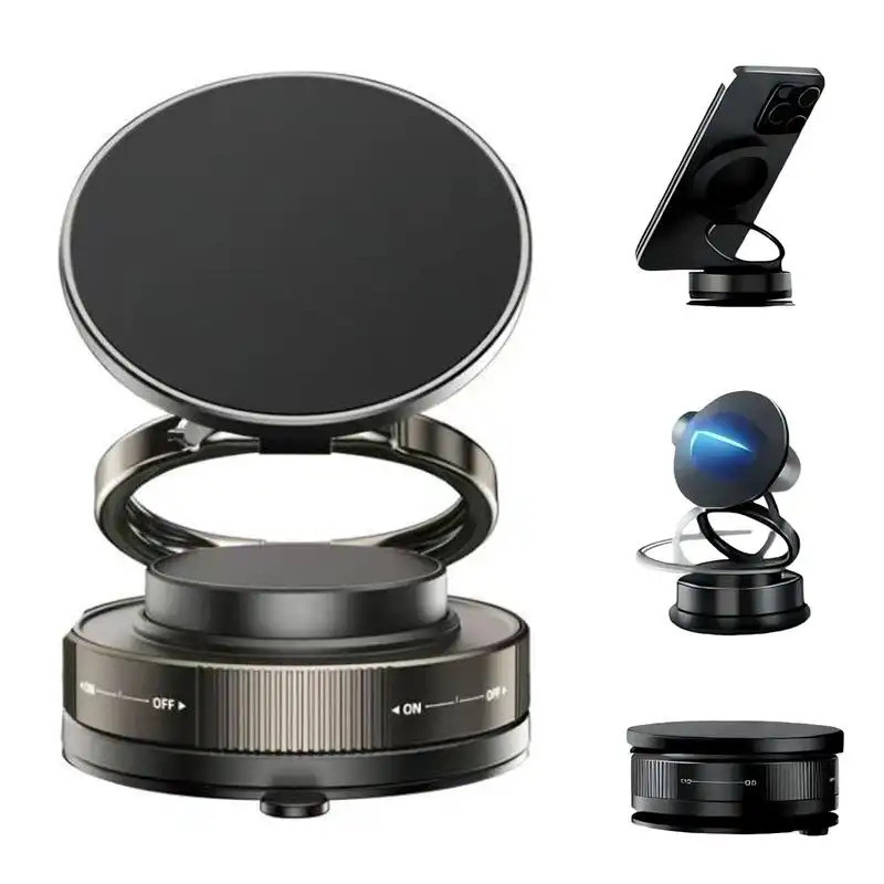 Suporte Magnético para Telefone Compatível com MagSafe, Ajustável 360°, Sucção a Vácuo, Montagem para Carro, Academia, E
