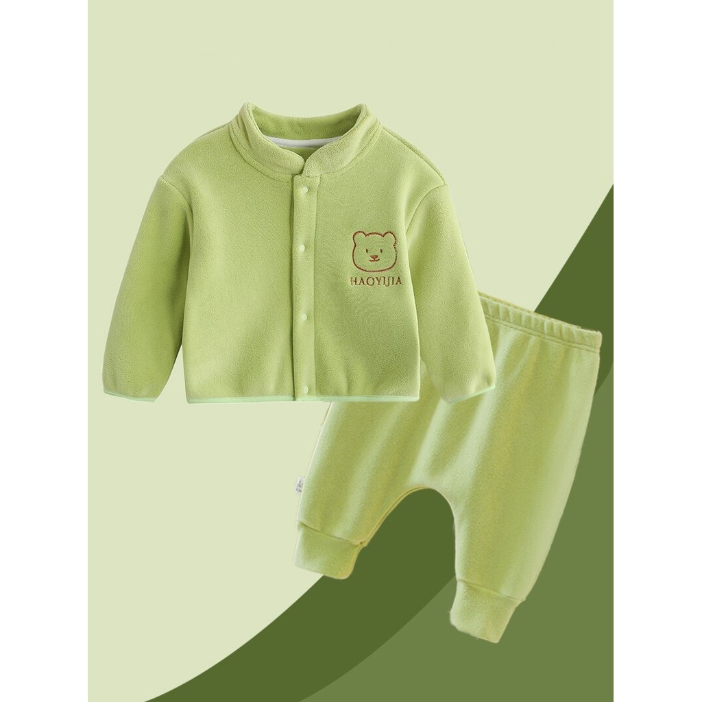 Conjunto de roupas quentes para bebês, roupas para casa, masculino, feminino, lã, outono inverno, forro de lã, engrossad
