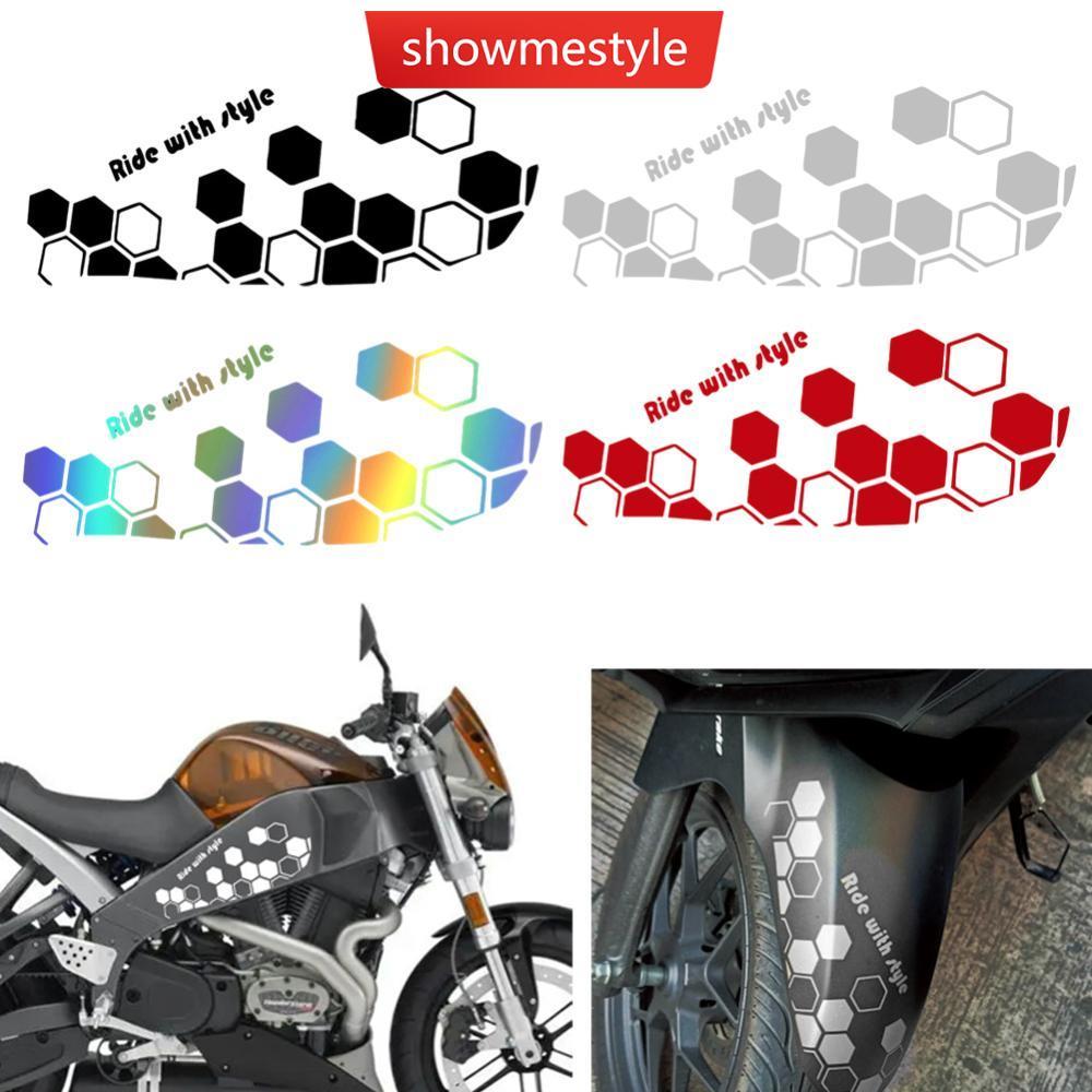 SMS Universal Motocicleta Frente Fender Corpo Pente Estilo Adesivos Reflexivos Decalque À Prova D'água G8Q3