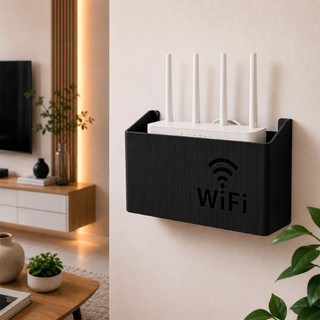 Suporte para Roteador Modem Wi-Fi Repetidor - Organizador de Cabos - Instale sem furar a parede!
