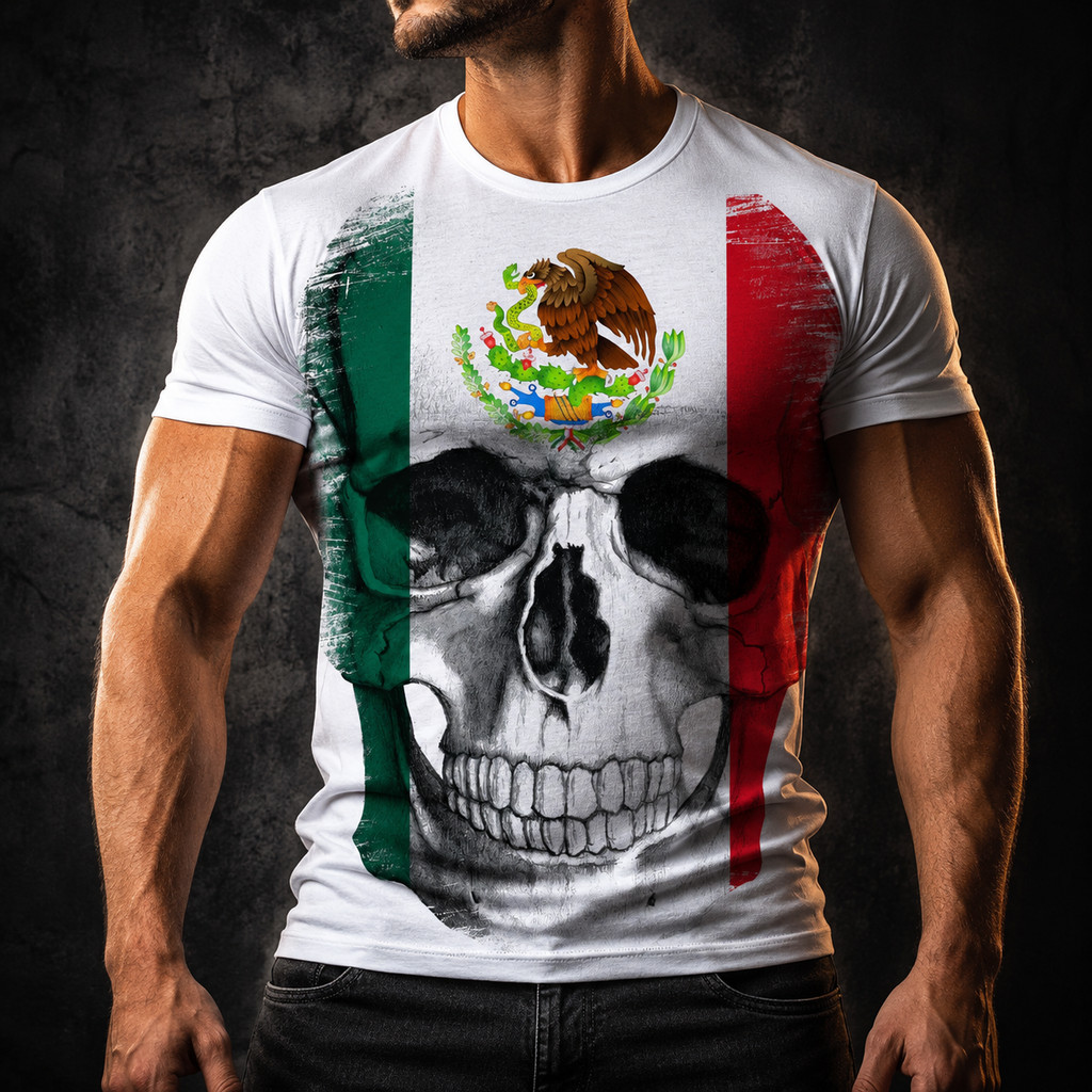 Camisa Camiseta Masculina Caveira Mexico 2
