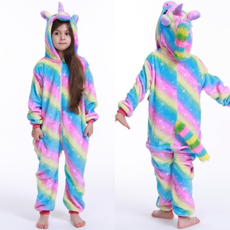 Fonte dos desenhos animados de uma peça Animal pijamas cavalo desempenho traje unicórnio roupas para casa das crianças