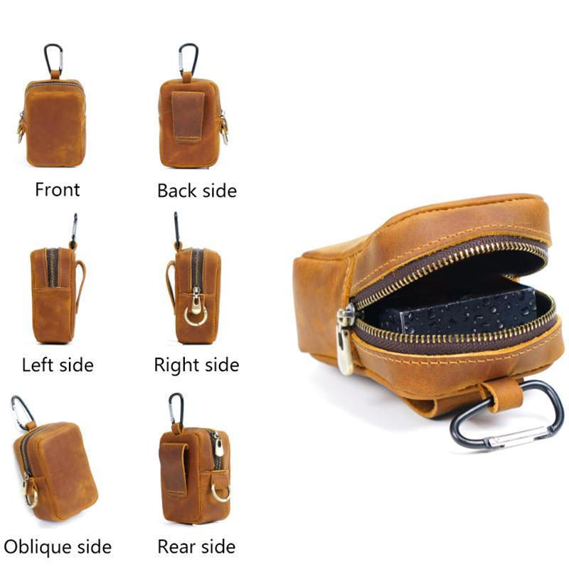 Bolsa decorativa de couro com zíper, porta-chaves, porta-moedas, porta-cartões, bolsa de cintura, adequada para uso dura