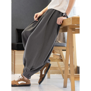 Verão gelo seda linho Bloomers masculino estilo chinês solto tornozelo comprimento tornozelo calças estilo fino respiráv