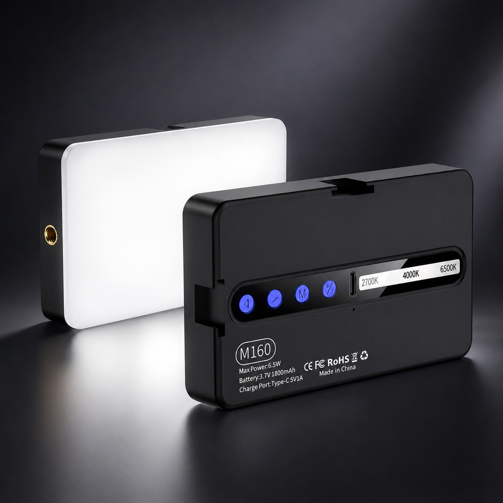 Luz de Preenchimento LED Portátil para Fotografia Vídeo 2700K a 6500K Recarregável