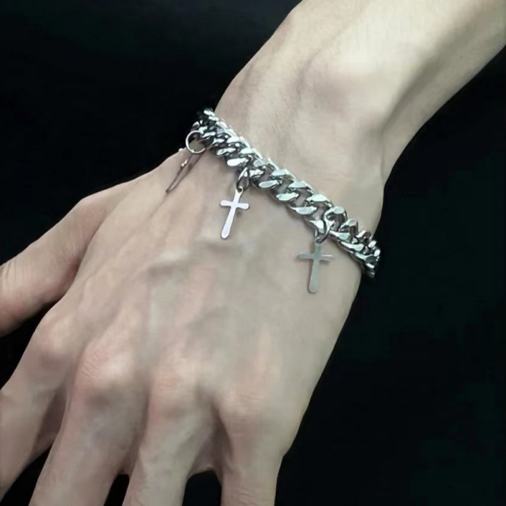 Acessórios de moda de aço de titânio Design simples corrente cruz pingente estilo coreano na moda masculino feminino est