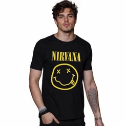 CAMISETA NIRVANA PRETA ROCK CLÁSSICA 100% ALGODÃO PREMIUM