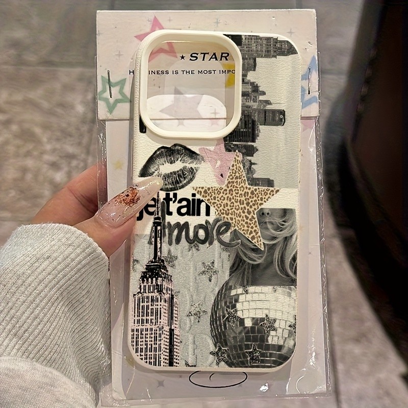 Capa de Telefone - 1 unidade, Capa de Telefone Macia com Estampa de Leopardo e Textura de Lichia, Compatível com Iphone