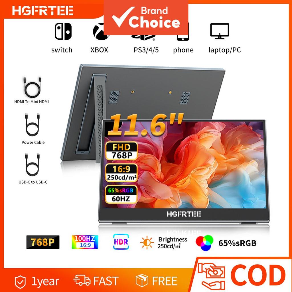 Monitor portátil HGFRTEE de 11,6 polegadas – tela externa fina e leve compatível com Mac, iPhone, laptop, PC, PS5, Xbox,