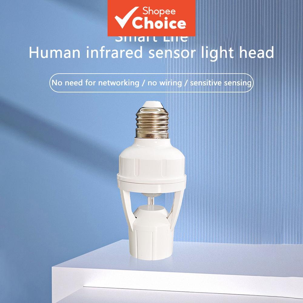 Suporte de Lâmpada LED Inteligente com Sensor de Movimento PIR E27, Adaptador de Soquete, Tensão AC 110V/220V