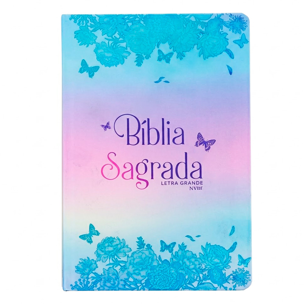 Bíblia Sagrada Borboletas | NVI | Letra Gigante | Semi-Luxo Cor Metalizado