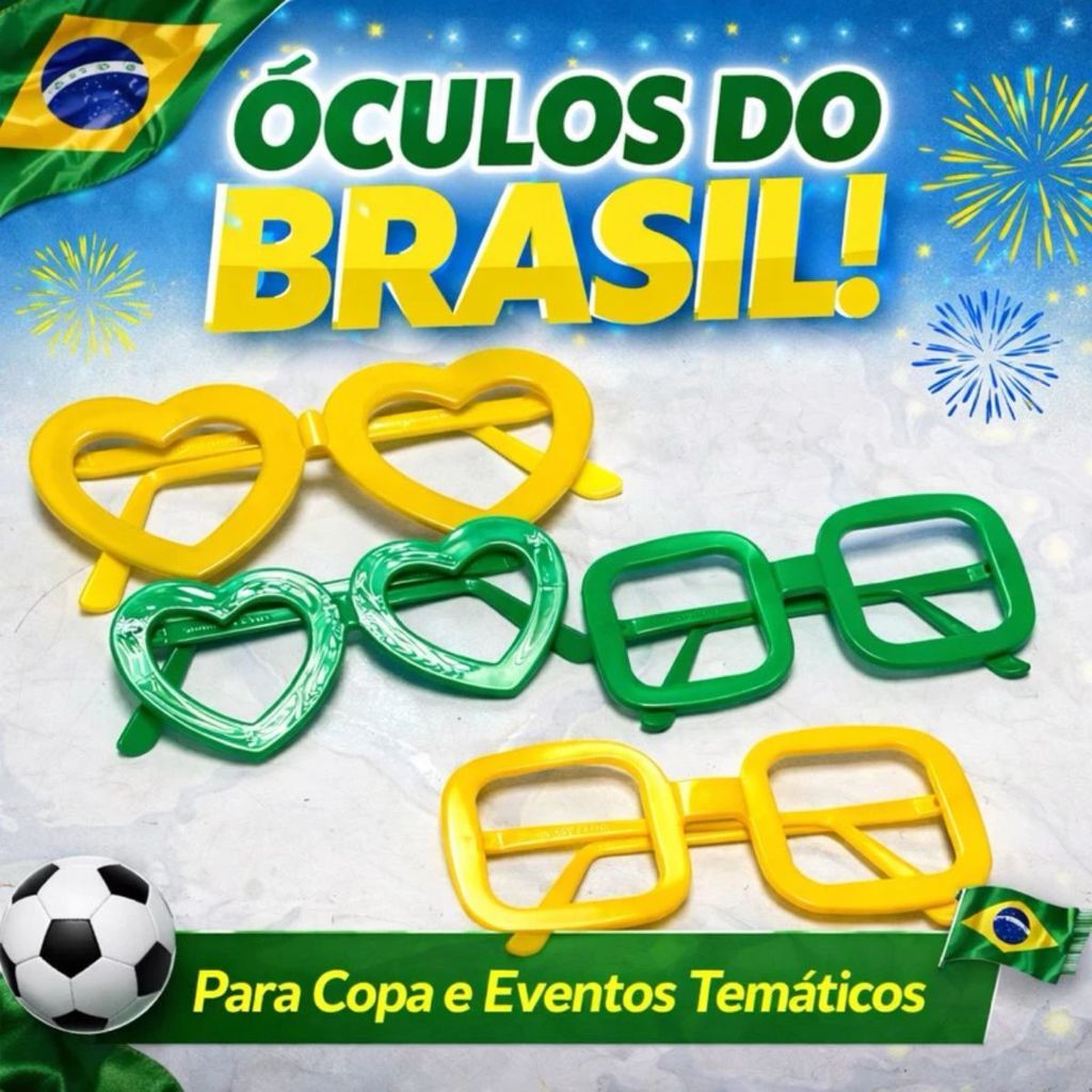 Kit 40 Óculos Verde Amarelo Copa Mundo