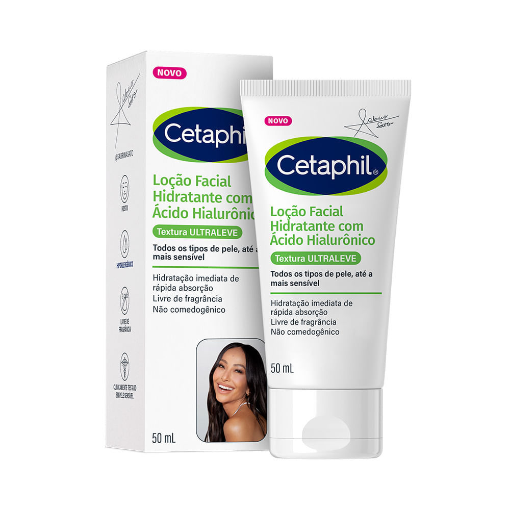 Cethaphil Loção Facial Hidratante com Ácido Hialurônico Textura Ultraleve Todos os Tipos de Pele 50ml