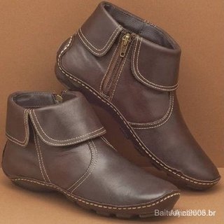 Novas botas casuais femininas de outono, botas curtas com zíper, botas vintage impermeáveis e planas, modelo SG4I.