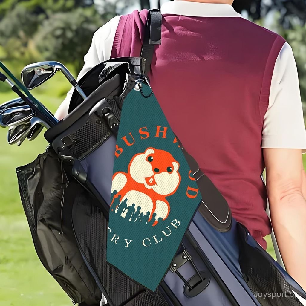 Toalha de golfe, toalha para limpar bolas com gancho, toalha esportiva portátil para absorver suor