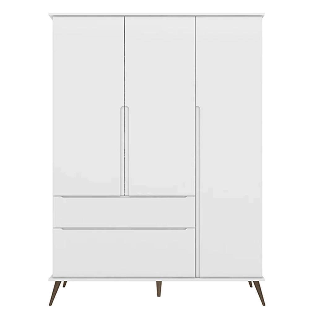 Guarda Roupa Infantil 100% MDF 3 Portas Pés Retrô Mel P04 Branco - Mpozenato
