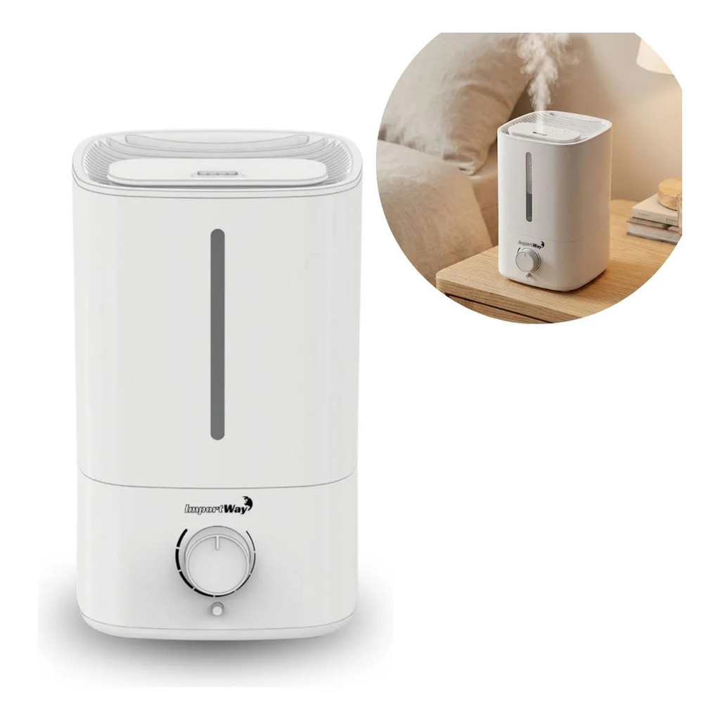 Imagem Umidificador de Ar Ambiente 5L Branco Bivolt Com Névoa Ideal Para Quarto Sala e Escritório