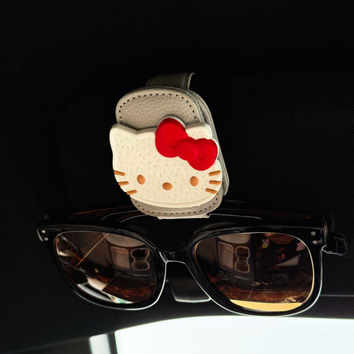 [Estojo de óculos de carro ~] Tik Tok Clipe de óculos de carro HelloKitty de venda quente Moldura de óculos fofa Interio