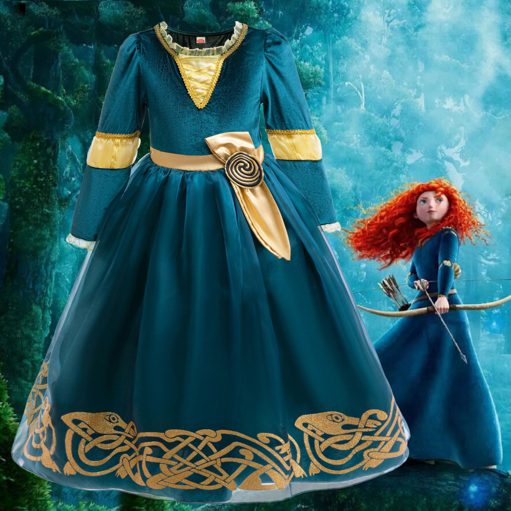 Fantasia de Cosplay da Merida para Meninas do Filme "Brave" Vestido de Princesa para Festa Fantasia de Halloween XFJB