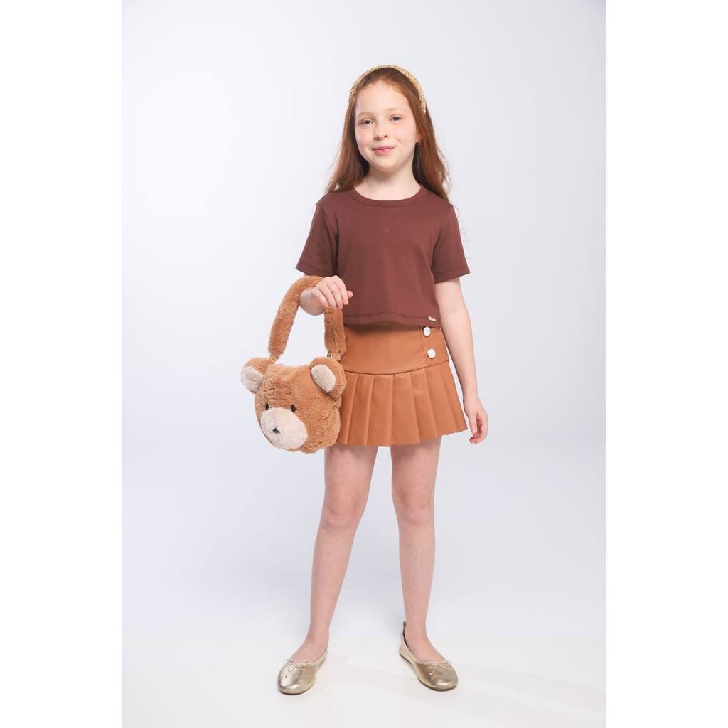 Shorts saia couro ecológico  Luluzinha