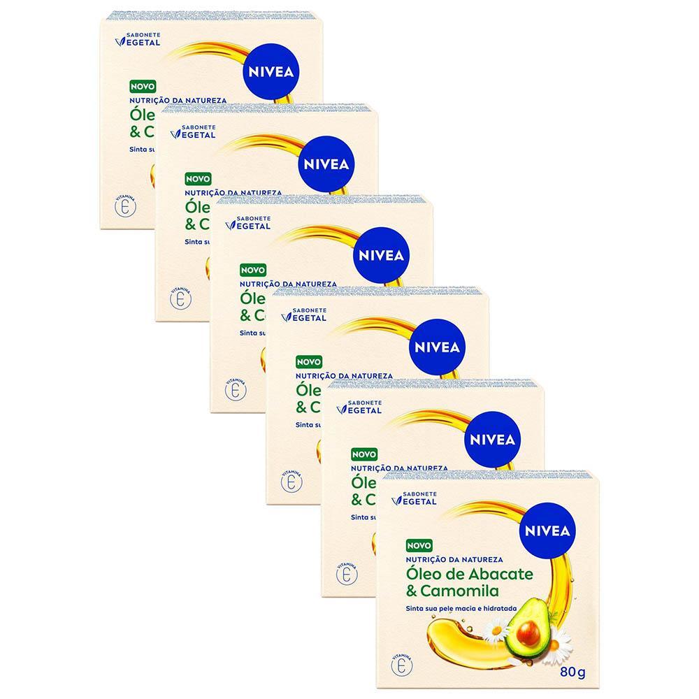 Kit 6 Sabonetes Vegetal NIVEA Nutrição da Natureza Abacate & Camomila 80g