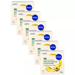 Kit 6 Sabonetes Vegetal NIVEA Nutrição da Natureza Abacate & Camomila 80g