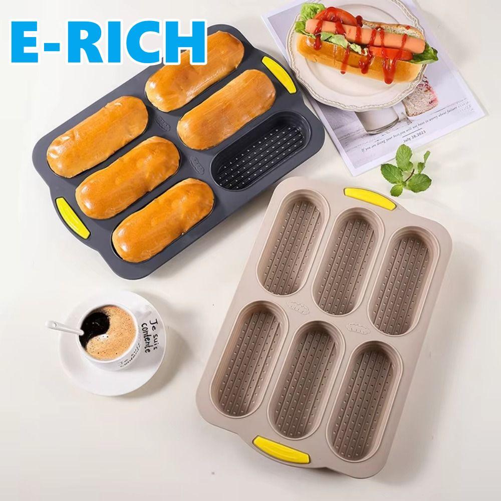 Molde De Cozimento De Silicone ERICH1 , Pão Antiaderente Resistente Ao Calor , Bandeja Inferior Perfurada De 6 Cavidades