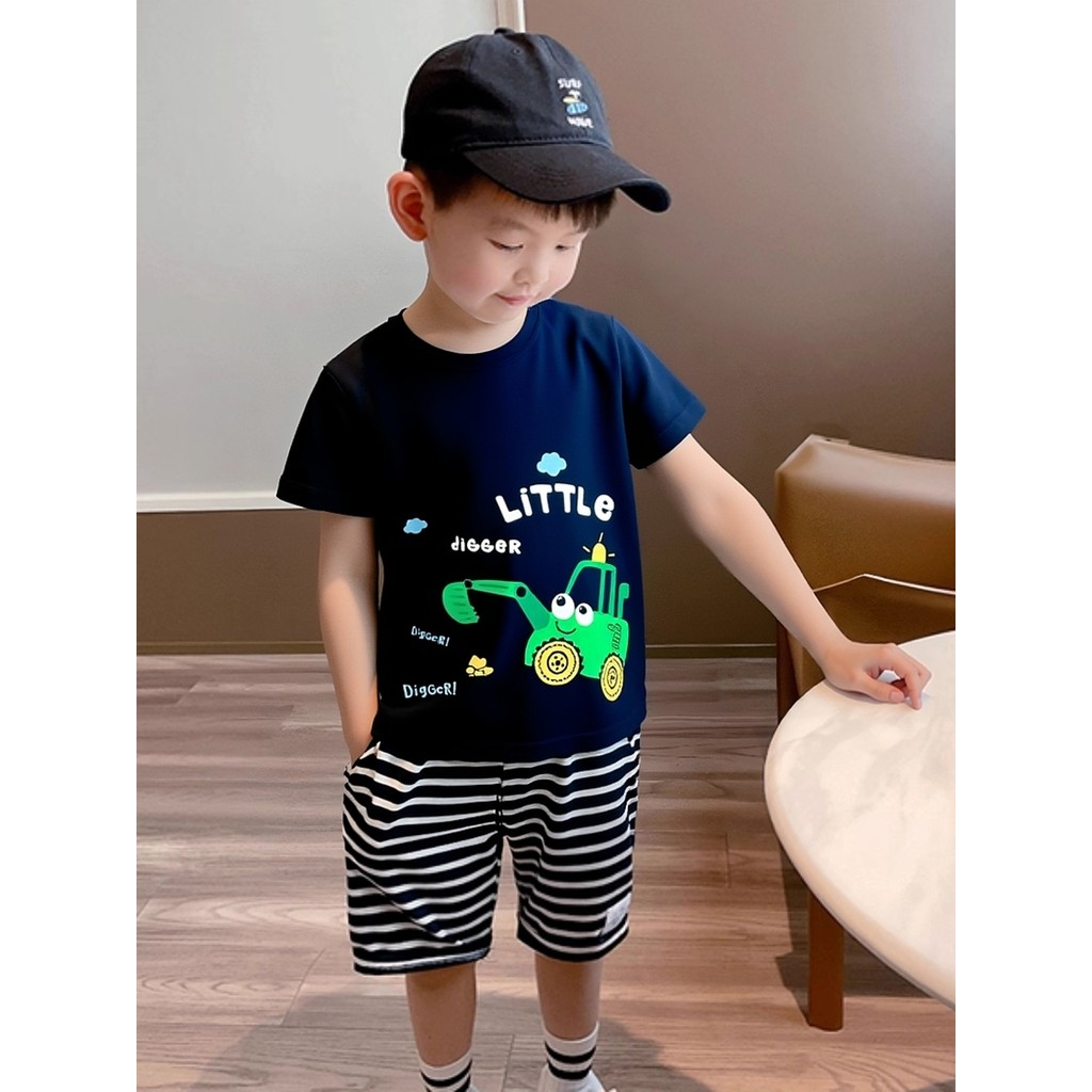 Marca de comércio exterior roupas infantis versão coreana crianças puro algodão manga curta camiseta verão novo estilo e