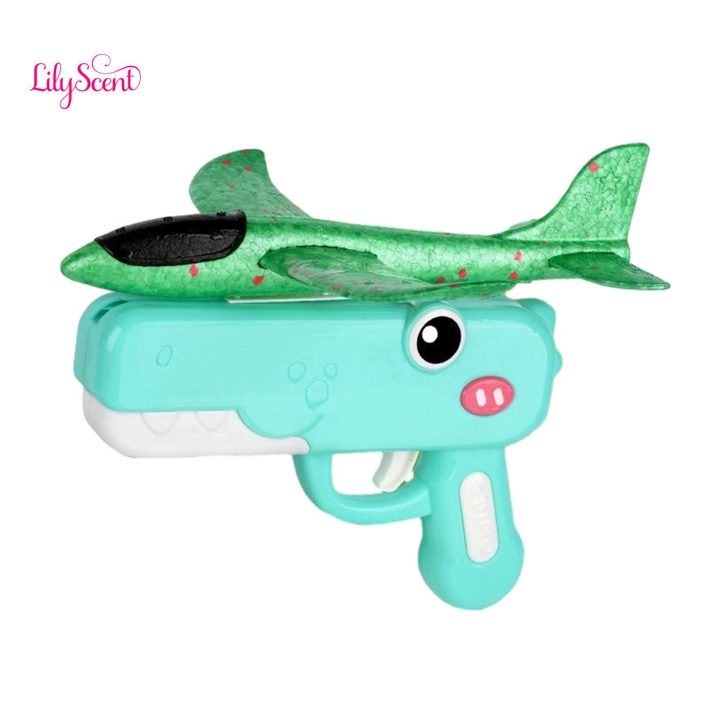 Backyard Flying Toy Foam Glider Airplane Dinosaur Launcher Hand-powered for Kids Outdoor Fun Gift for Boys Girls Safe So