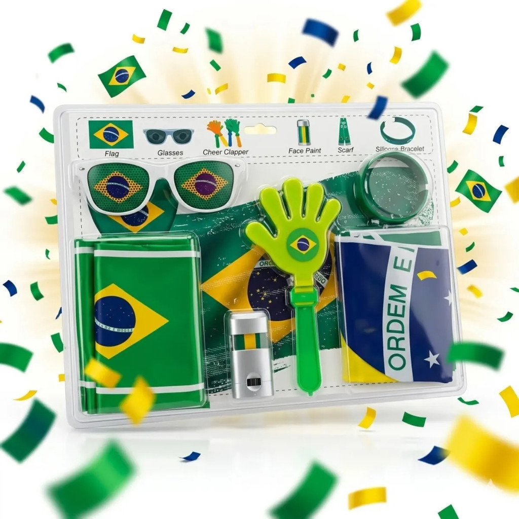Kit Copa Do Mundo 6 Itens Torcedor Brasil 2026 Completo