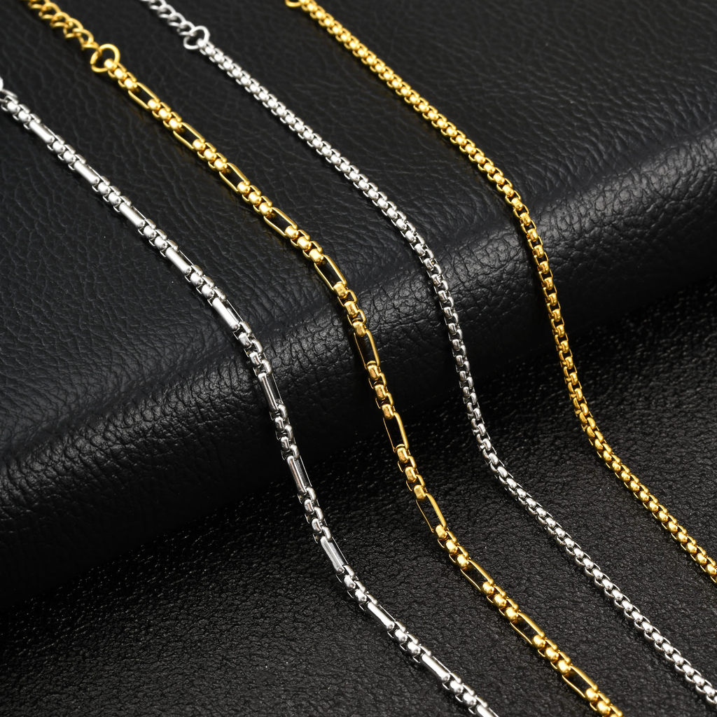 Pulseira De Moda Vnox Para Homens E Mulheres , Ouro 18k , Aço Inoxidável , À Prova D'água , Corrente De Pérola , Prata ,