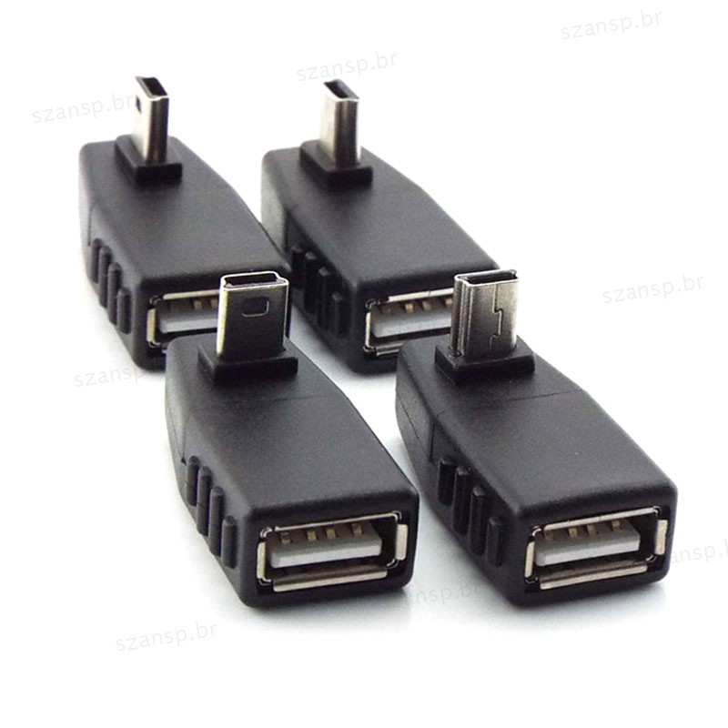 Mini USB 5Pin Macho Para Tipo A Fêmea Conversor De Ângulo De 90 Graus Conector Sincronização De Dados Adaptador OTG Carr