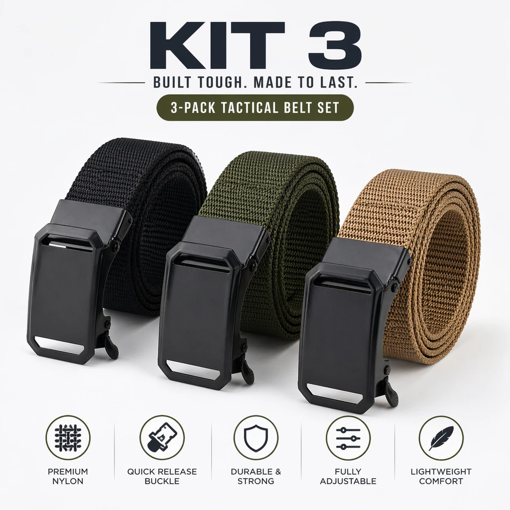 Kit 3 Cinto Tático de Nylon 4cm com Fivela de Engate Rápido Ajustável — imagem 1