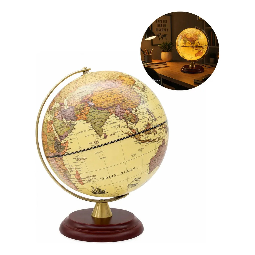 Globo Terrestre Mapa Mundi Abajur Led Bivolt 30cm Giratório
