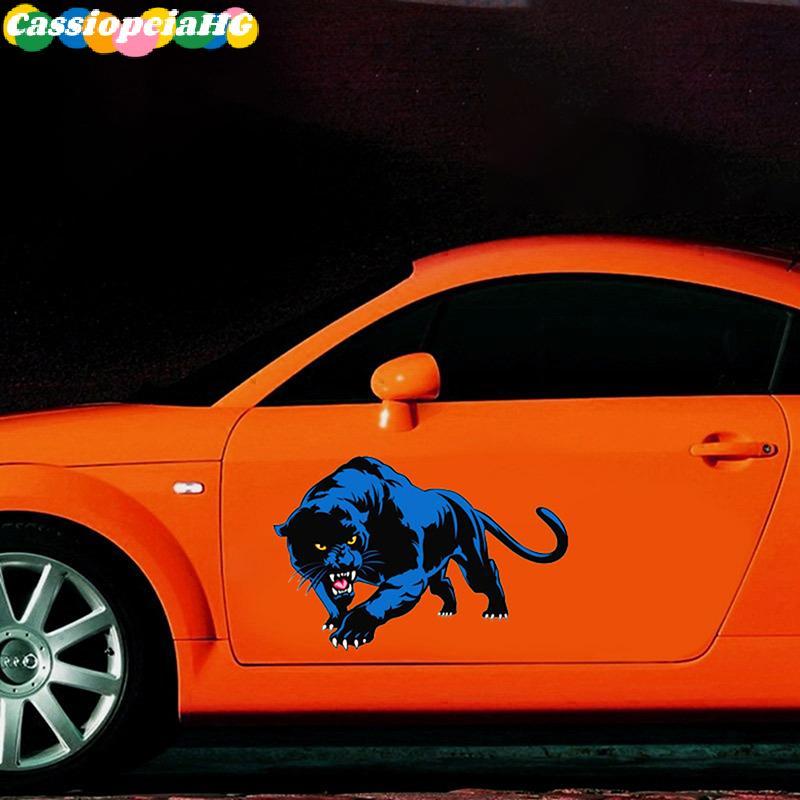 (Cassiopeiahg) Desenho Animado 3D Car Stiers Animal Bla Panther Roaring Bumper Capacete De Motocicleta Decalque Capa De
