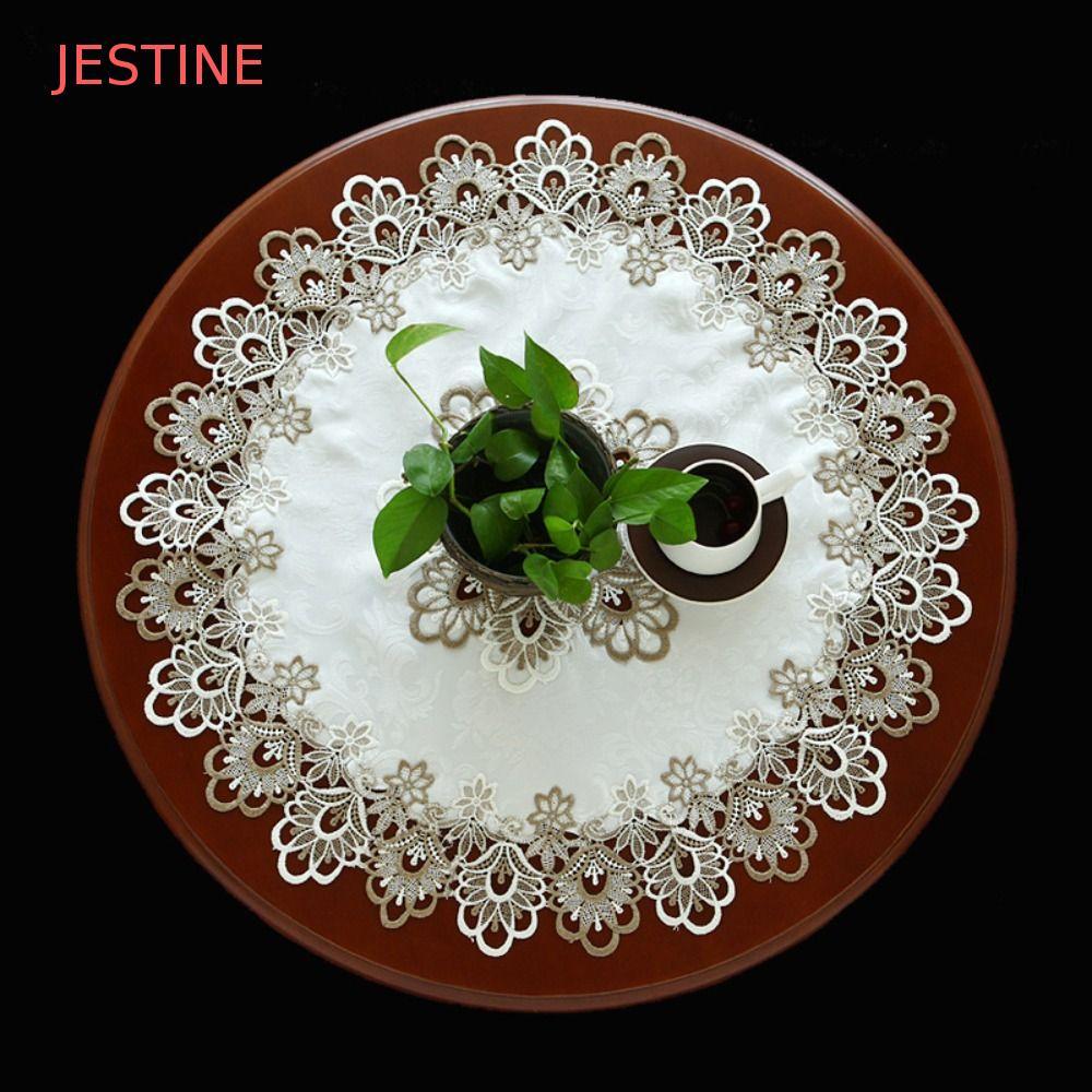 JESTINE Toalha De Mesa Para Decoração De Banquete , Tecido De Renda , Acabamento De Casamento De Alta Qualidade , Capa M