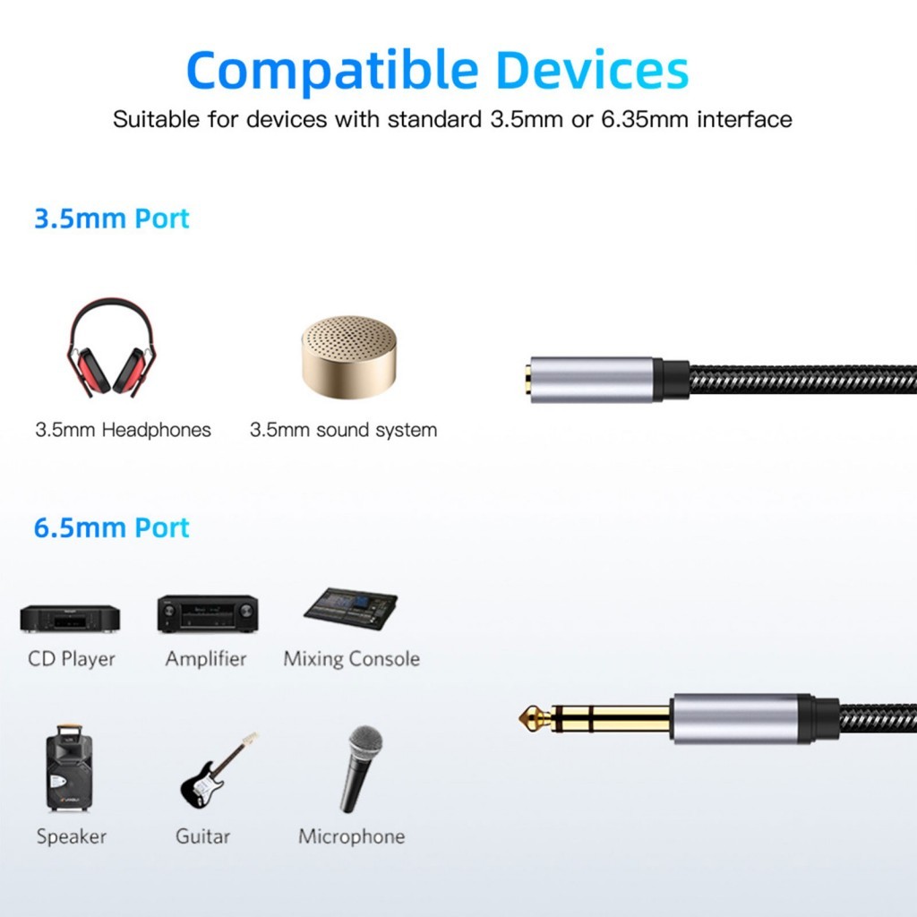 Cabo De Áudio Auxiliar De 3.5 Mm-Extensão De Fone De Ouvido De Som Claro Para Mixagem De Amplificador De CD Player