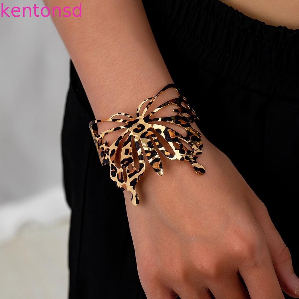 Braçadeira Oca KENTONSD , Pulseira De Borboleta Com Estampa De Leopardo Da Moda Vintage Ajustável E Requintada Para Braç