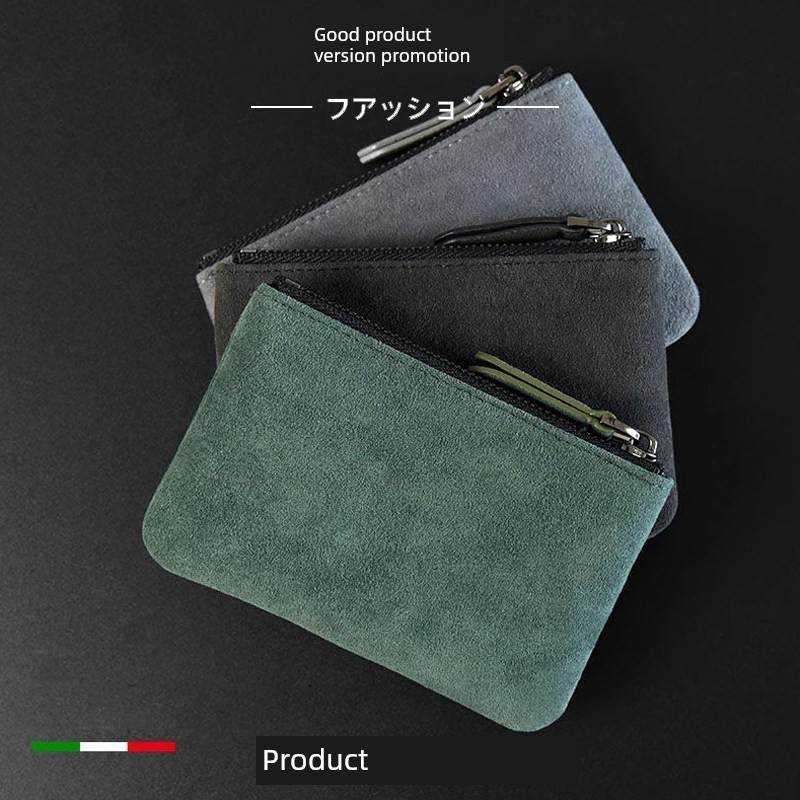 carteira masculina carteira masculina com ziper Japão importado qualidade camurça moeda bolsa masculina grande capacidad