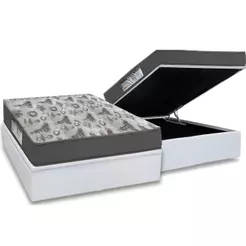 Cama Box Baú Casal: Colchão Espuma D33 Ortobom / EP ISO 100 Ultra Firme + Base CRC Courano White(138x188)