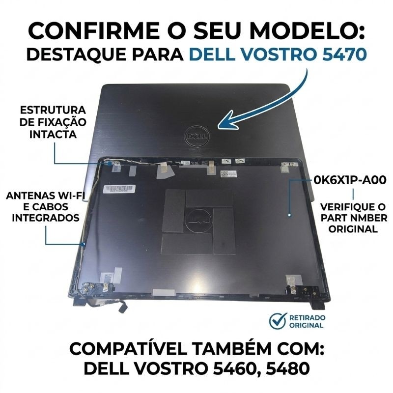 Tampa Superior Da Tela Dell Vostro 5470 5460 5480 Sem Touch Orig