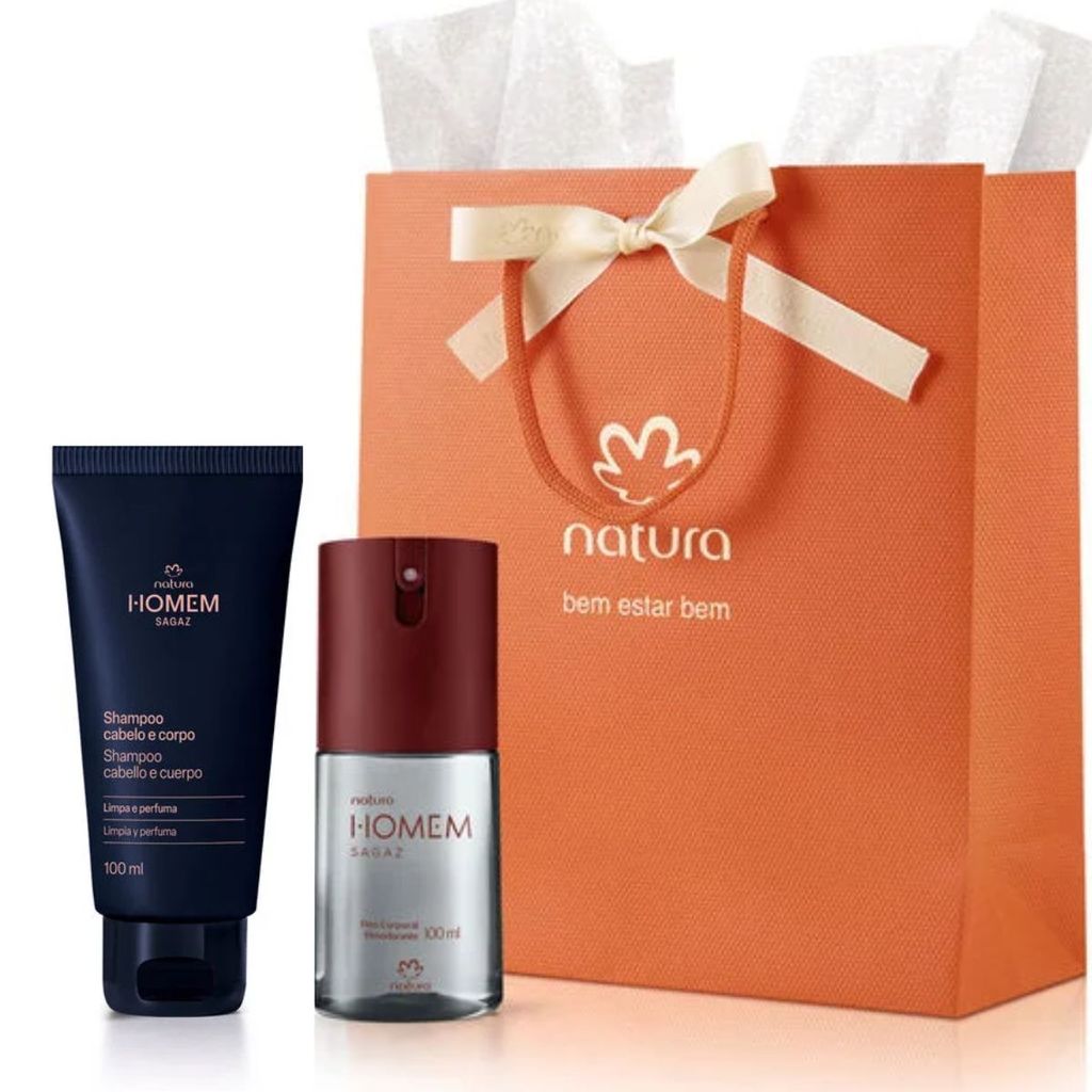 Kit Presente Dia dos Pais Natura Homem Sagaz Deo Corporal + Shampoo Cabelo e Corpo