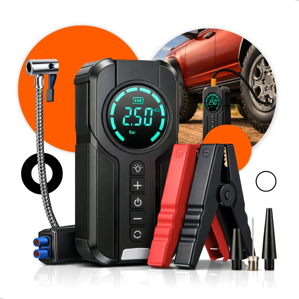 Auxiliar Partida Bateria Compressor Ar Emergência Portátil Compressor Ar Portátil Compressor Ar 10000mah Veicular
