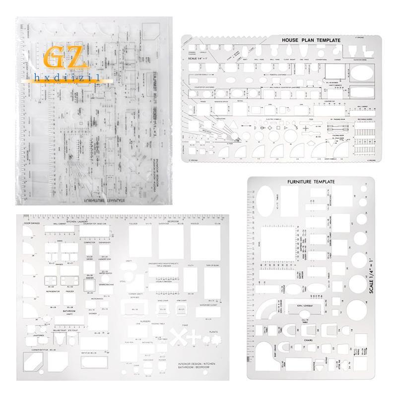 [gzhxdiizi1] Ferramentas De Desenho E Formas De Régua Para Arquitetura-Conjunto De 3 Móveis De Plano Doméstico , Cozinha