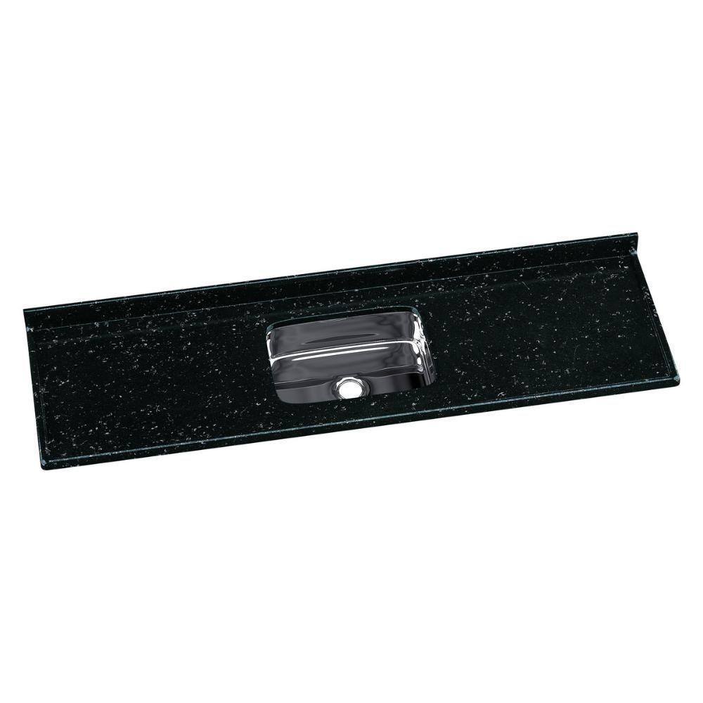 Pia De Cozinha Mármore Sintético 180x55cm Com Cuba Aço Inox Multimóveis CR20476 Preto