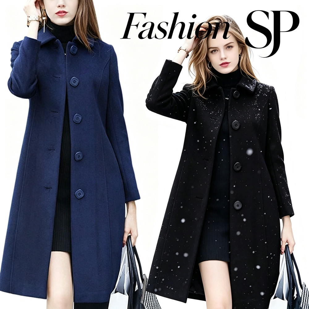 Novo Casaco De Lã De Inverno Feminino Longo Estilo Britânico